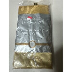 Home Trends Set of 4 Damask Napkins New Gold 17"x17" Cotton Poly Blend Napkin